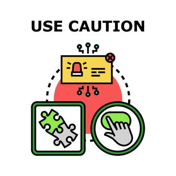 Use caution concept for risk management and solution finding Stock Illustration