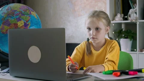 Use a computer for education at home Stock Footage 161002495