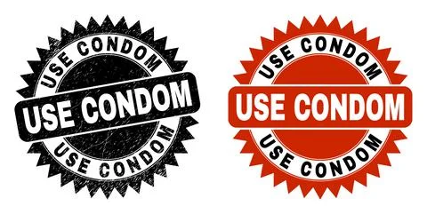USE CONDOM Black Rosette Seal with Corroded Texture Ilustración de archivo