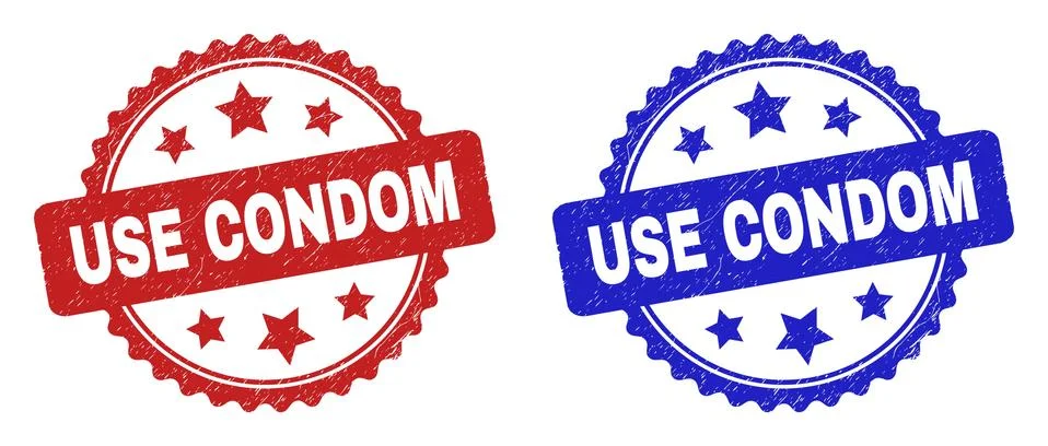 USE CONDOM Rosette Stamps Using Rubber Surface Stock-Illustration