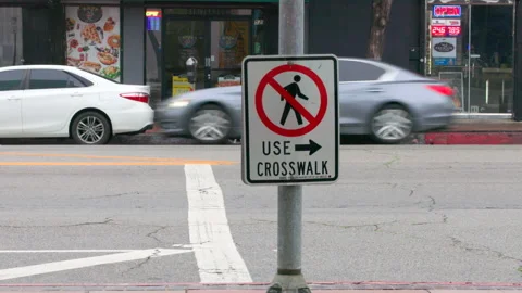 Use Crosswalk Sign Stock Footage 237842251