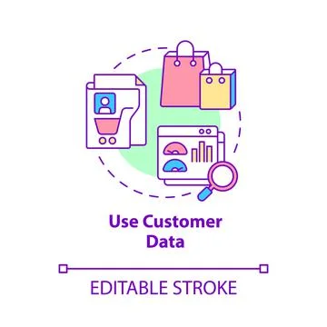 Use customer data concept icon Stock Illustration