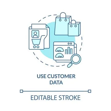Use customer data turquoise concept icon Stock Illustration