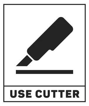 Use cutter label. Pacckaging sticker. Shipping sign Stock Illustration