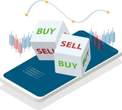 Use dice to decide buy or sell in-stock investments. Unpredictability drives Illustrazione stock