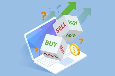 Use dice to decide buy or sell in-stock investments. Unpredictability drives Illustrazione stock