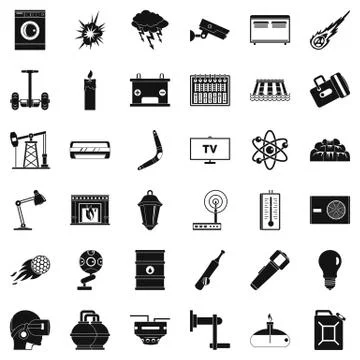 Use of energy icons set, simple style Stock Illustration