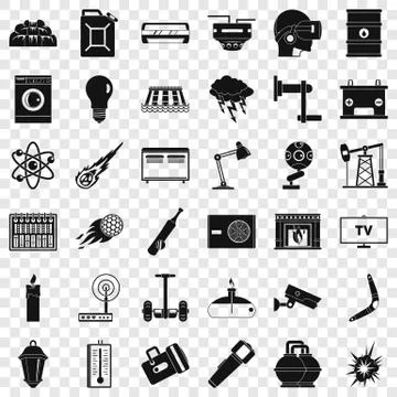 Use of energy icons set, simple style Illustrazione stock