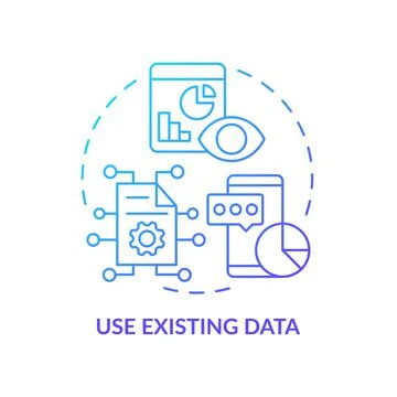 Use existing data blue gradient concept icon Stock Illustration