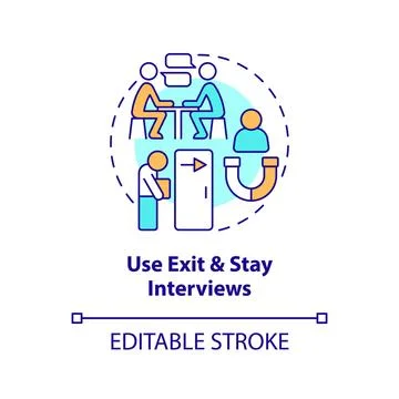 Use exit and stay interviews concept icon Stock-Illustration