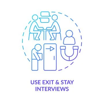Use exit and stay interviews blue gradient concept icon Illustrazione stock