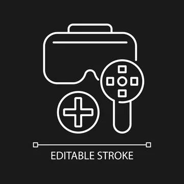 Use with game controller white linear manual label icon for dark theme 스톡 일러스트