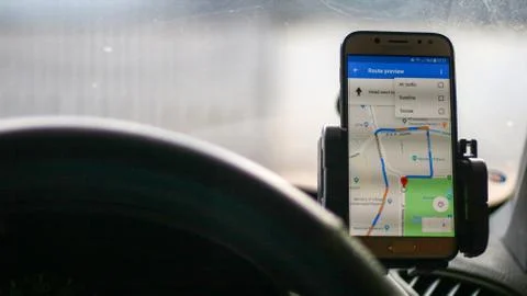 Use the global positioning system Foto stock