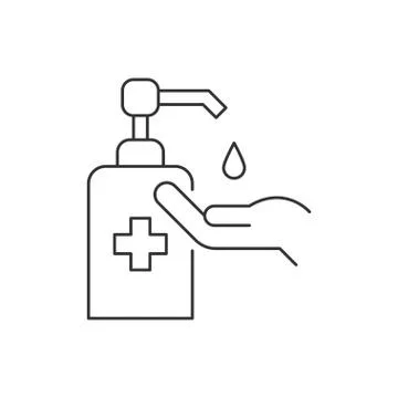 Use hand sanitizer line icon on white background Stock Illustration