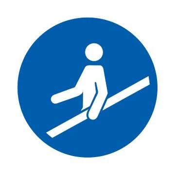 Use handrail. M012. Standard ISO 7010. Safety and precaution signs, for every Stock Illustration