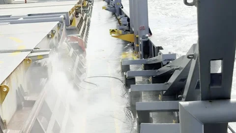 Use high pressure machine by the crew  for remove the rust Stock Footage 327986396
