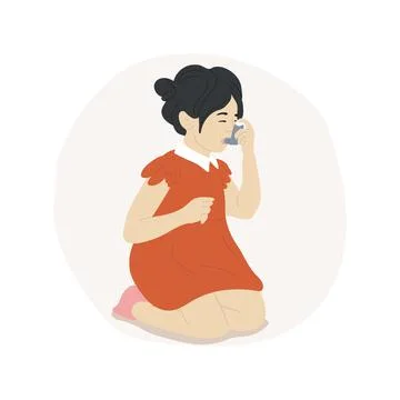 Use inhaler isolated cartoon vector illustration. Ilustración de archivo