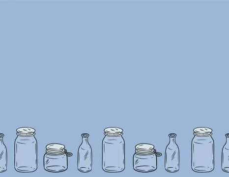 Use less plastic glass jars seamless pattern. Letter template. Ecological and Stock Illustration