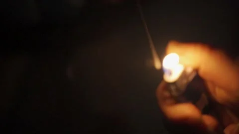 Use a lighter to light fireworks in the dark， Sparks flew in all directions. Stock Footage 201601977