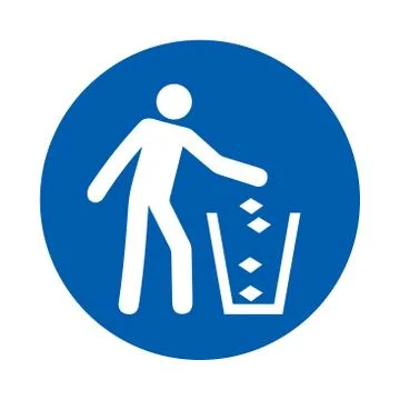 Use litter bin. M030. Standard ISO 7010. Safety and precaution signs, for eve Stock Illustration