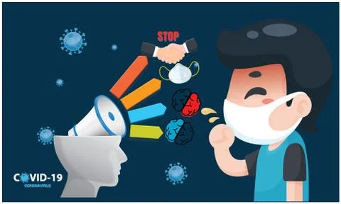 Use mask and remember some notes to stop infection Stock Illustration