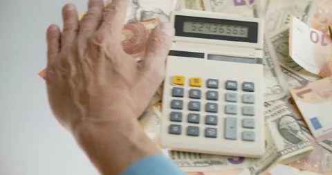 Use mobile banking instead of ancient counting mashine Stock Footage 131316695