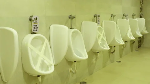 Use next one- to maintain social distancing. Stock Footage 134792761