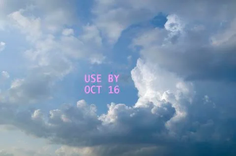 Use by oct 16 warning sign on clouds Stock Illustration