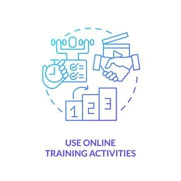 Use online training activities blue gradient concept icon Stock Illustration