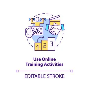 Use online training activities concept icon Stock Illustration