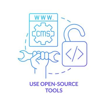 Use open-source tools blue gradient concept icon 库存插图