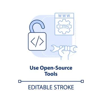 Use open-source tools light blue concept icon Illustration