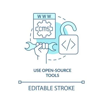 Use open-source tools turquoise concept icon Stock Illustration