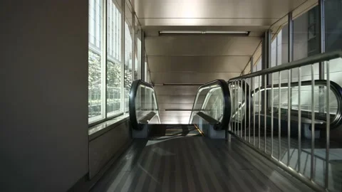 Use outside escalator in Tokyo. Going down. Stock Footage 220093815