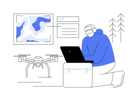 Use remote sensing drones abstract concept vector illustration. Stock Illustration