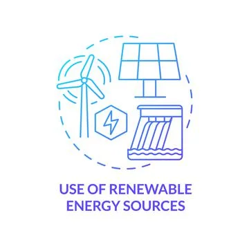 Use of renewable energy sources blue gradient concept icon 库存插图