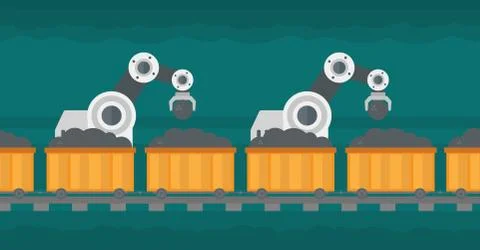 The use of robotic technology in mine industry. Ilustração Stock