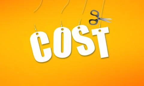 Use scissors to cut away cost word Stock Illustration