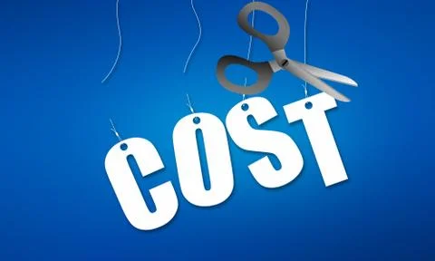 Use scissors to cut away cost word Stock Illustration