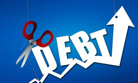 Use scissors to cut away debt Stock Illustration