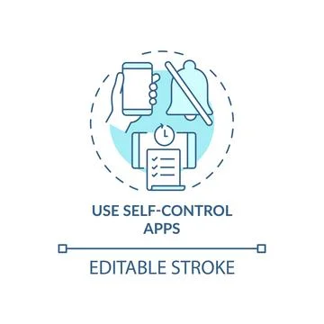 Use self control apps blue concept icon Illustrazione stock