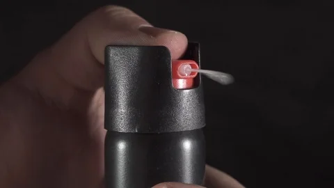 Use of self-defense means of jet pepper spray Stock Footage 121505535