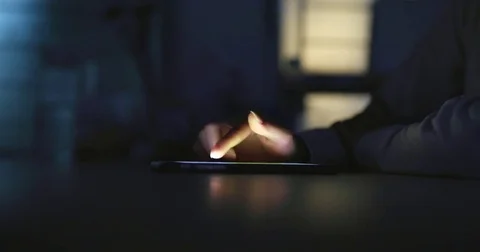 Use of smart phone at home in the evening Stock Footage 81006642