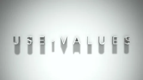 Use-Values 3D title animation with shadows on a white background Stock Footage 296553914