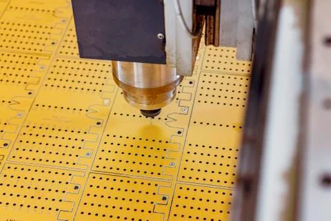 The use of a vertical CNC milling machine. Work in automatic mode. Stock Photos