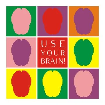 Use your brain colorful vector icon set Stock Illustration