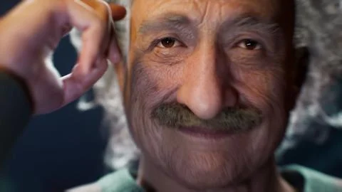 Use your mind, Albert Einstein makes a gesture by touching his temple Stock Illustration