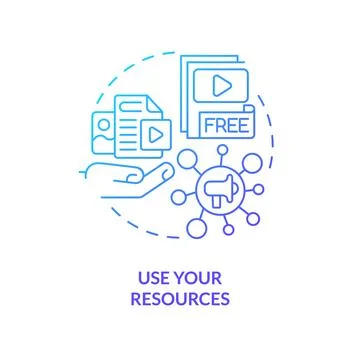 Use your resources blue gradient concept icon Stock Illustration