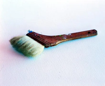 Used angular paintbrush isolated on a white background Stock Photos