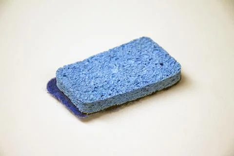 A used blue two sided sponge Stock Photos